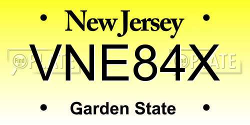VNE84X New Jersey License Plate