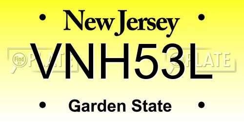 VNH53L New Jersey License Plate