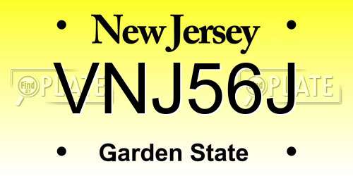 VNJ56J New Jersey License Plate
