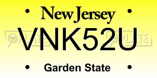 VNK52U New Jersey License Plate