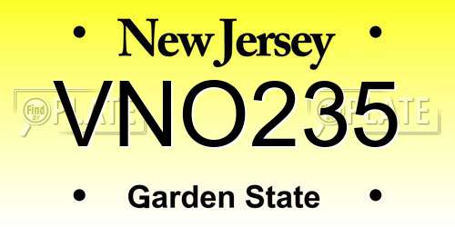 VNO235 New Jersey License Plate