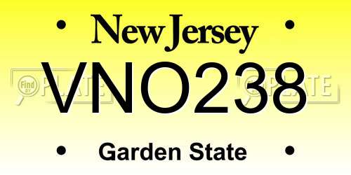 VNO238 New Jersey License Plate