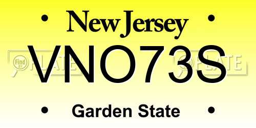 VNO73S New Jersey License Plate
