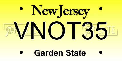 VNOT35 New Jersey License Plate