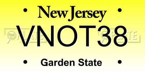 VNOT38 New Jersey License Plate