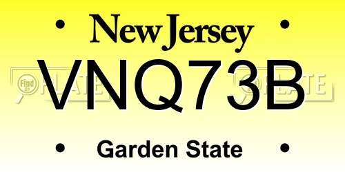 VNQ73B New Jersey License Plate