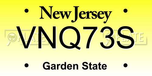 VNQ73S New Jersey License Plate