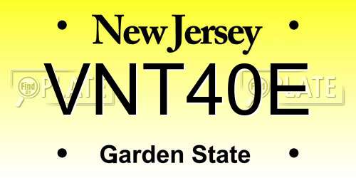 VNT40E New Jersey License Plate