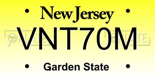 VNT70M New Jersey License Plate
