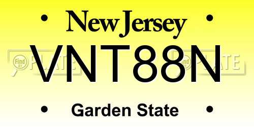 VNT88N New Jersey License Plate