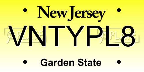 VNTYPL8 New Jersey License Plate