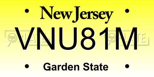 VNU81M New Jersey License Plate
