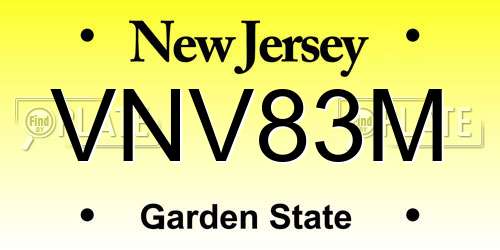 VNV83M New Jersey License Plate