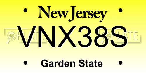 VNX38S New Jersey License Plate