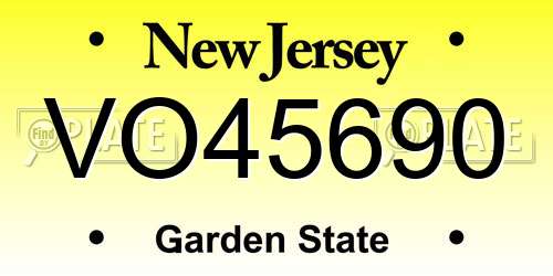 VO45690 New Jersey License Plate