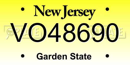 VO48690 New Jersey License Plate