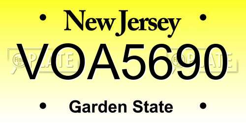 VOA5690 New Jersey License Plate
