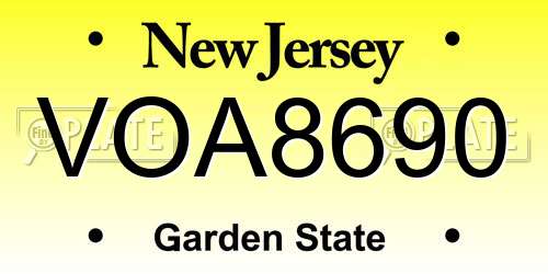 VOA8690 New Jersey License Plate