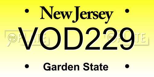 VOD229 New Jersey License Plate