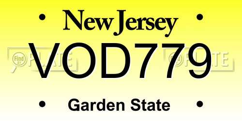 VOD779 New Jersey License Plate