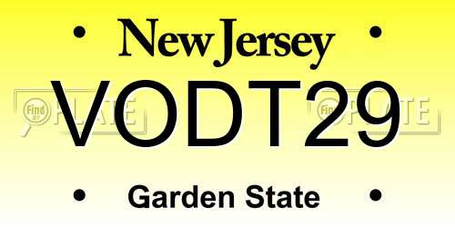 VODT29 New Jersey License Plate