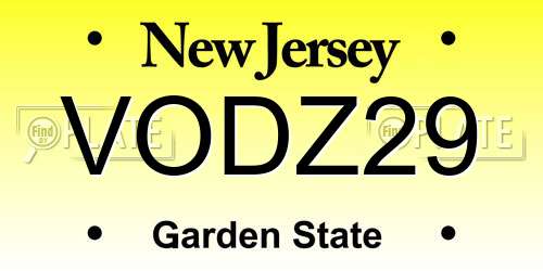 VODZ29 New Jersey License Plate