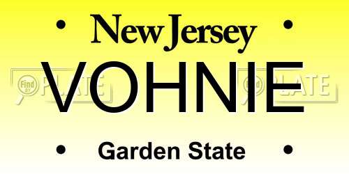 VOHNIE New Jersey License Plate