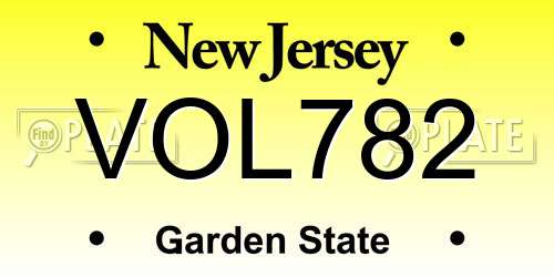 VOL782 New Jersey License Plate