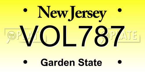 VOL787 New Jersey License Plate
