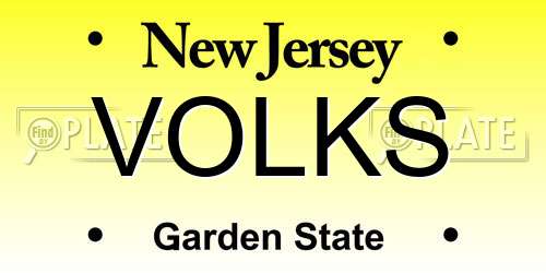 VOLKS New Jersey License Plate