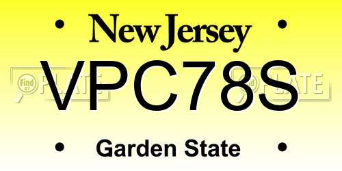 VPC78S New Jersey License Plate