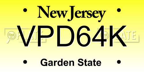 VPD64K New Jersey License Plate