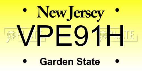 VPE91H New Jersey License Plate