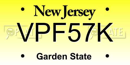 VPF57K New Jersey License Plate
