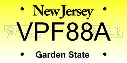 VPF88A New Jersey License Plate