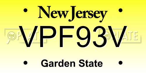 VPF93V New Jersey License Plate