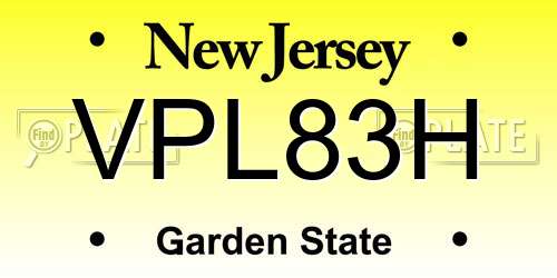 VPL83H New Jersey License Plate