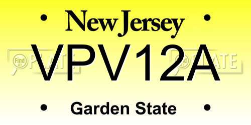 VPV12A New Jersey License Plate