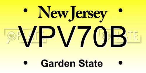 VPV70B New Jersey License Plate