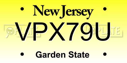 VPX79U New Jersey License Plate