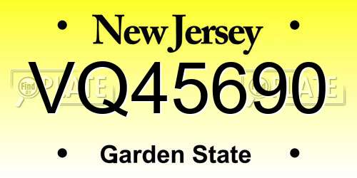 VQ45690 New Jersey License Plate