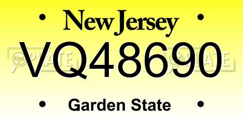 VQ48690 New Jersey License Plate