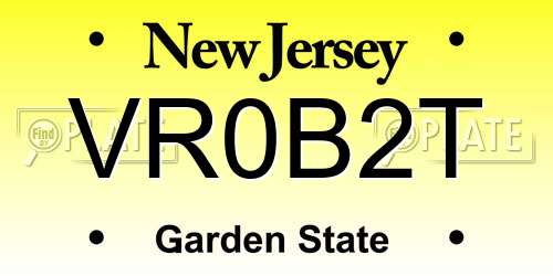 VR0B2T New Jersey License Plate