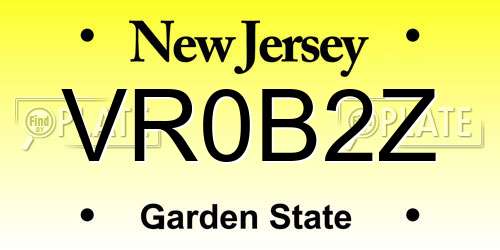 VR0B2Z New Jersey License Plate