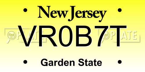 VR0B7T New Jersey License Plate
