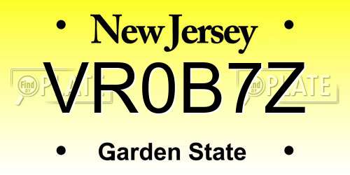 VR0B7Z New Jersey License Plate