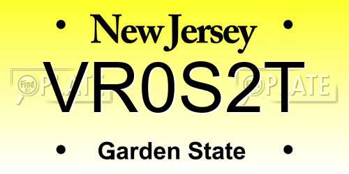VR0S2T New Jersey License Plate