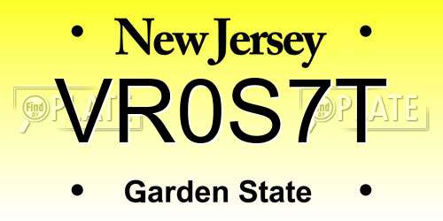 VR0S7T New Jersey License Plate
