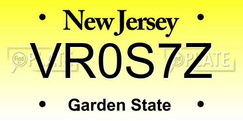 VR0S7Z New Jersey License Plate