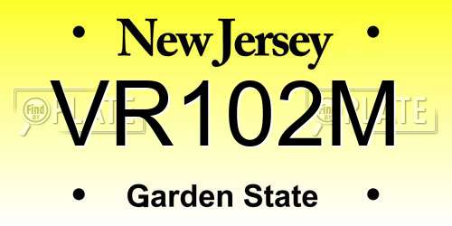 VR102M New Jersey License Plate